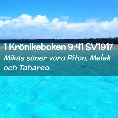 Picture 02 - 1 Krönikeboken 9:41 SV1917 - Mikas söner voro Piton, Melek och - Bible Verse Picture
