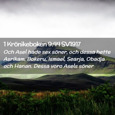 Picture 02 - 1 Krönikeboken 9:44 SV1917 - Och Asel hade sex söner, och dessa hette - Bible Verse Picture