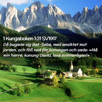 Picture 02 - 1 Kungaboken 1:31 SV1917 - Då bugade sig Bat-Seba, med ansiktet mot jorden, - Bible Verse Picture