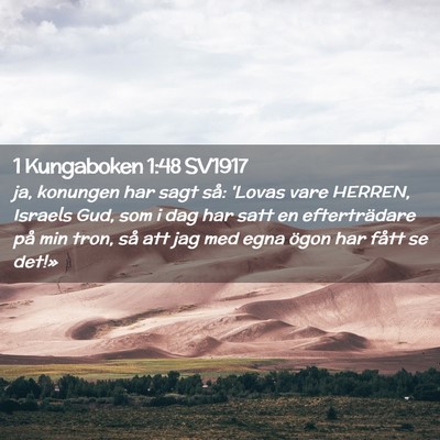 Picture 02 - 1 Kungaboken 1:48 SV1917 - ja, konungen har sagt så: 'Lovas vare HERREN, - Bible Verse Picture