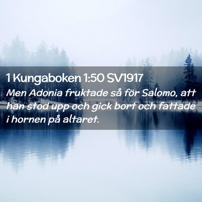 Picture 02 - 1 Kungaboken 1:50 SV1917 - Men Adonia fruktade så för Salomo, att han stod - Bible Verse Picture