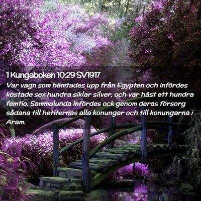 Picture 02 - 1 Kungaboken 10:29 SV1917 - Var vagn som hämtades upp från Egypten och - Bible Verse Picture
