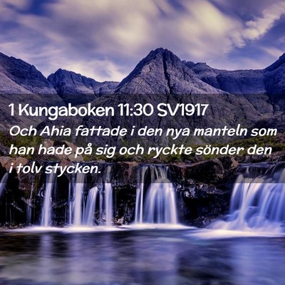 Picture 02 - 1 Kungaboken 11:30 SV1917 - Och Ahia fattade i den nya manteln som han hade - Bible Verse Picture