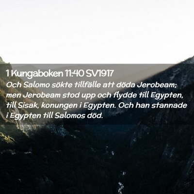 Picture 02 - 1 Kungaboken 11:40 SV1917 - Och Salomo sökte tillfälle att döda Jerobeam; - Bible Verse Picture