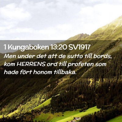 Picture 02 - 1 Kungaboken 13:20 SV1917 - Men under det att de sutto till bords, kom - Bible Verse Picture