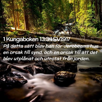 Picture 02 - 1 Kungaboken 13:34 SV1917 - På detta sätt blev han för Jerobeams hus en - Bible Verse Picture