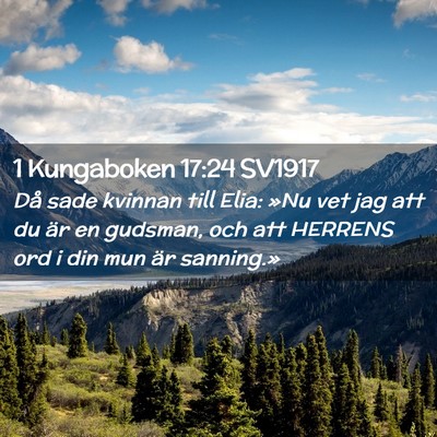 Picture 02 - 1 Kungaboken 17:24 SV1917 - Då sade kvinnan till Elia: »Nu vet jag att du - Bible Verse Picture