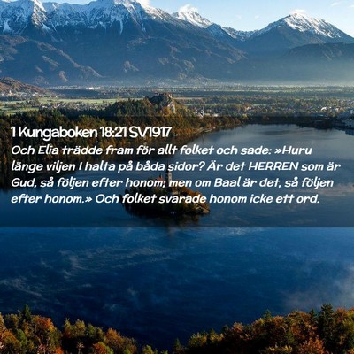 Picture 02 - 1 Kungaboken 18:21 SV1917 - Och Elia trädde fram för allt folket och sade: - Bible Verse Picture