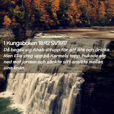Picture 02 - 1 Kungaboken 18:42 SV1917 - Då begav sig Ahab ditupp för att äta och - Bible Verse Picture