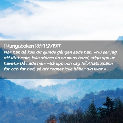 Picture 02 - 1 Kungaboken 18:44 SV1917 - När han då kom dit sjunde gången sade han: - Bible Verse Picture