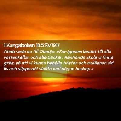 Picture 02 - 1 Kungaboken 18:5 SV1917 - Ahab sade nu till Obadja: »Far igenom landet - Bible Verse Picture