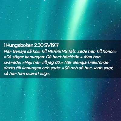 Picture 02 - 1 Kungaboken 2:30 SV1917 - När Benaja så kom till HERRENS tält, sade han - Bible Verse Picture