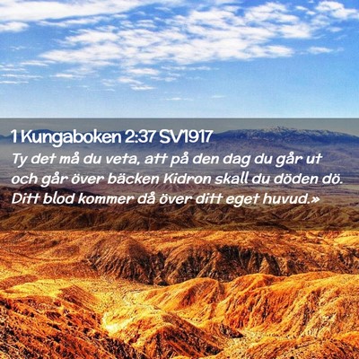 Picture 02 - 1 Kungaboken 2:37 SV1917 - Ty det må du veta, att på den dag du går ut - Bible Verse Picture