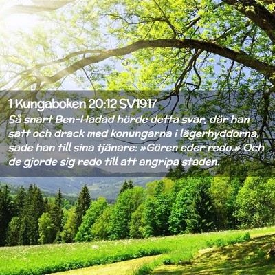Picture 02 - 1 Kungaboken 20:12 SV1917 - Så snart Ben-Hadad hörde detta svar, där han - Bible Verse Picture