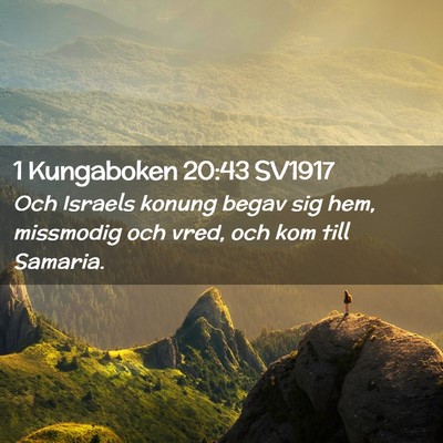 Picture 02 - 1 Kungaboken 20:43 SV1917 - Och Israels konung begav sig hem, missmodig och - Bible Verse Picture