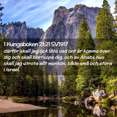 Picture 02 - 1 Kungaboken 21:21 SV1917 - därför skall jag ock låta vad ont är komma - Bible Verse Picture