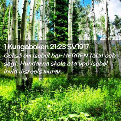 Picture 02 - 1 Kungaboken 21:23 SV1917 - Också om Isebel har HERREN talat och sagt: - Bible Verse Picture
