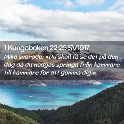 Picture 02 - 1 Kungaboken 22:25 SV1917 - Mika svarade: »Du skall få se det på den dag - Bible Verse Picture