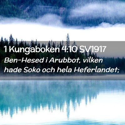 Picture 02 - 1 Kungaboken 4:10 SV1917 - Ben-Hesed i Arubbot, vilken hade Soko och hela - Bible Verse Picture