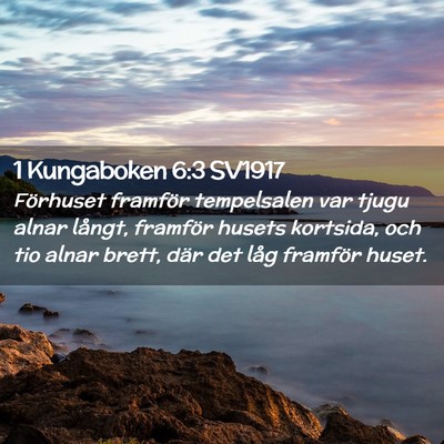 Picture 02 - 1 Kungaboken 6:3 SV1917 - Förhuset framför tempelsalen var tjugu alnar - Bible Verse Picture