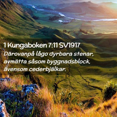 Picture 02 - 1 Kungaboken 7:11 SV1917 - Därovanpå lågo dyrbara stenar, avmätta såsom - Bible Verse Picture