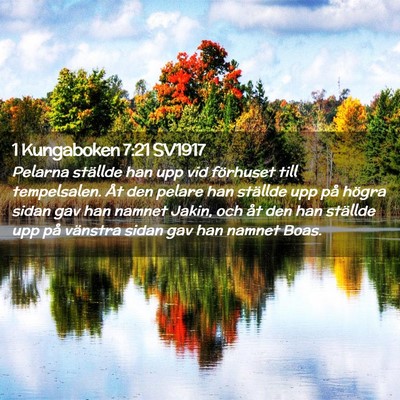 Picture 02 - 1 Kungaboken 7:21 SV1917 - Pelarna ställde han upp vid förhuset till - Bible Verse Picture