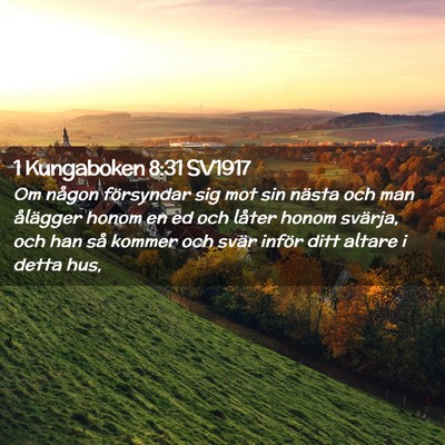 Picture 02 - 1 Kungaboken 8:31 SV1917 - Om någon försyndar sig mot sin nästa och man - Bible Verse Picture