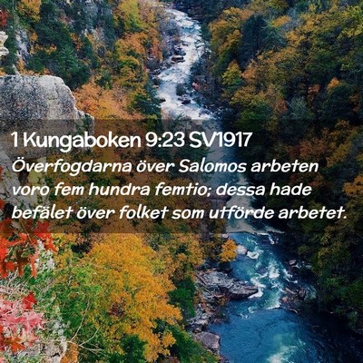 Picture 02 - 1 Kungaboken 9:23 SV1917 - Överfogdarna över Salomos arbeten voro fem - Bible Verse Picture