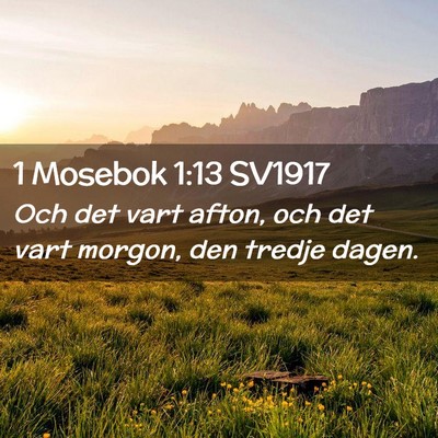 Picture 02 - 1 Mosebok 1:13 SV1917 - Och det vart afton, och det vart morgon, den - Bible Verse Picture