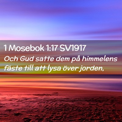 Picture 02 - 1 Mosebok 1:17 SV1917 - Och Gud satte dem på himmelens fäste till att - Bible Verse Picture