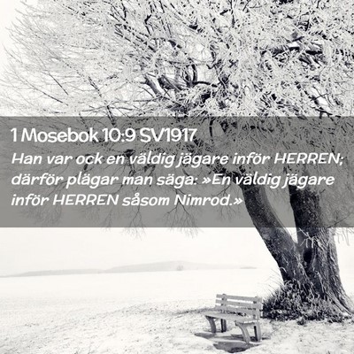 Picture 02 - 1 Mosebok 10:9 SV1917 - Han var ock en väldig jägare inför HERREN; - Bible Verse Picture