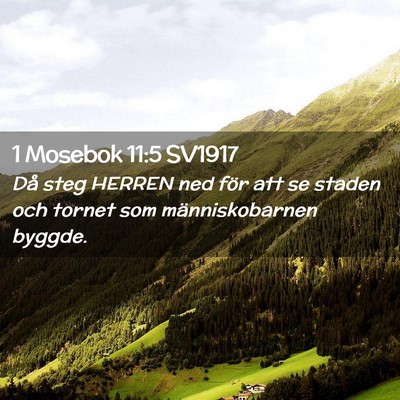 Picture 02 - 1 Mosebok 11:5 SV1917 - Då steg HERREN ned för att se staden och tornet - Bible Verse Picture