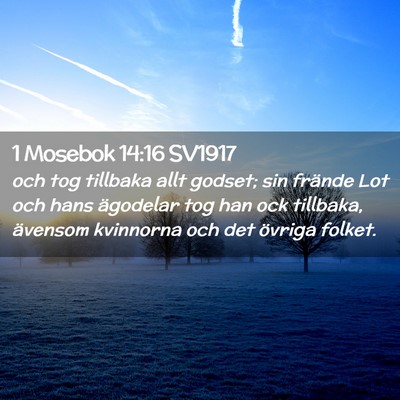 Picture 02 - 1 Mosebok 14:16 SV1917 - och tog tillbaka allt godset; sin frände Lot och - Bible Verse Picture