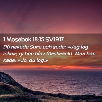 Picture 02 - 1 Mosebok 18:15 SV1917 - Då nekade Sara och sade: »Jag log icke»; ty - Bible Verse Picture
