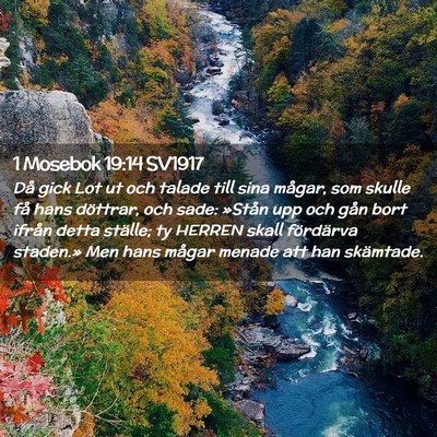 Picture 02 - 1 Mosebok 19:14 SV1917 - Då gick Lot ut och talade till sina mågar, som - Bible Verse Picture