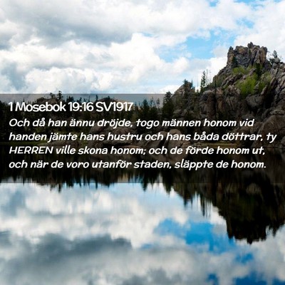 Picture 02 - 1 Mosebok 19:16 SV1917 - Och då han ännu dröjde, togo männen honom vid - Bible Verse Picture