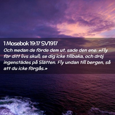 Picture 02 - 1 Mosebok 19:17 SV1917 - Och medan de förde dem ut, sade den ene: »Fly - Bible Verse Picture