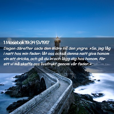 Picture 02 - 1 Mosebok 19:34 SV1917 - Dagen därefter sade den äldre till den yngre: - Bible Verse Picture