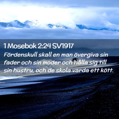 Picture 02 - 1 Mosebok 2:24 SV1917 - Fördenskull skall en man övergiva sin fader och - Bible Verse Picture