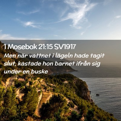 Picture 02 - 1 Mosebok 21:15 SV1917 - Men när vattnet i lägeln hade tagit slut, - Bible Verse Picture