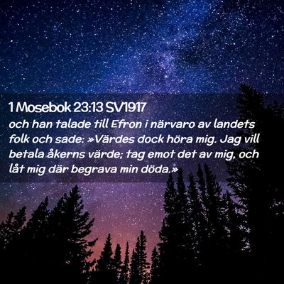 Picture 02 - 1 Mosebok 23:13 SV1917 - och han talade till Efron i närvaro av landets - Bible Verse Picture