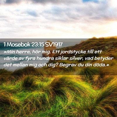 Picture 02 - 1 Mosebok 23:15 SV1917 - »Min herre, hör mig. Ett jordstycke till ett - Bible Verse Picture