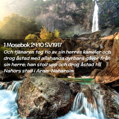 Picture 02 - 1 Mosebok 24:10 SV1917 - Och tjänaren tog tio av sin herres kameler och - Bible Verse Picture