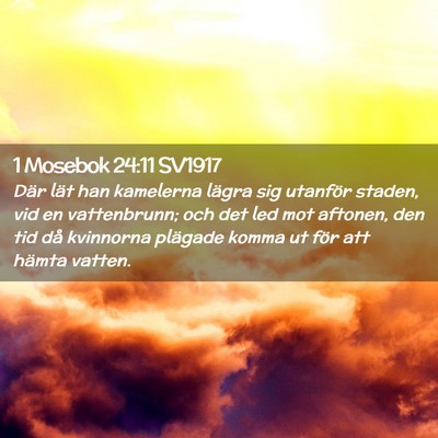 Picture 02 - 1 Mosebok 24:11 SV1917 - Där lät han kamelerna lägra sig utanför - Bible Verse Picture