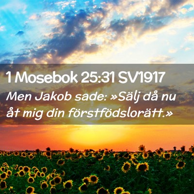 Picture 02 - 1 Mosebok 25:31 SV1917 - Men Jakob sade: »Sälj då nu åt mig din - Bible Verse Picture
