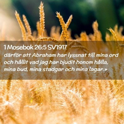 Picture 02 - 1 Mosebok 26:5 SV1917 - därför att Abraham har lyssnat till mina ord - Bible Verse Picture