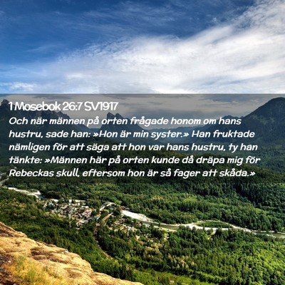 Picture 02 - 1 Mosebok 26:7 SV1917 - Och när männen på orten frågade honom om hans - Bible Verse Picture