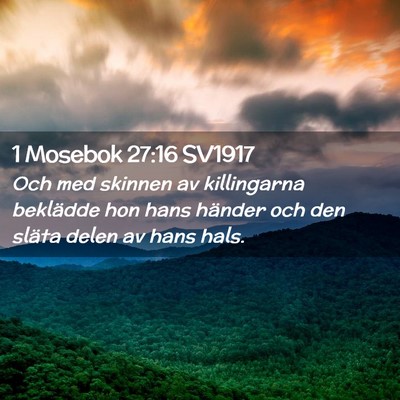 Picture 02 - 1 Mosebok 27:16 SV1917 - Och med skinnen av killingarna beklädde hon hans - Bible Verse Picture