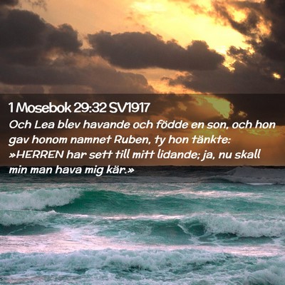 Picture 02 - 1 Mosebok 29:32 SV1917 - Och Lea blev havande och födde en son, och hon - Bible Verse Picture