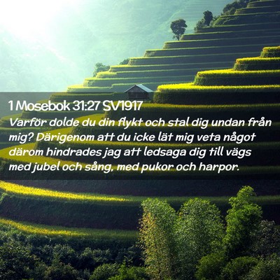 Picture 02 - 1 Mosebok 31:27 SV1917 - Varför dolde du din flykt och stal dig undan - Bible Verse Picture